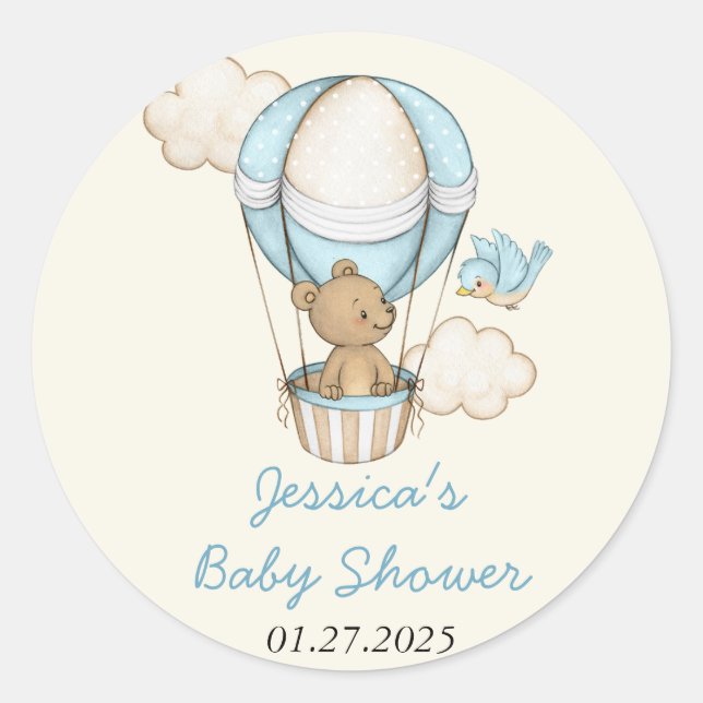 Niedlich Bear Hello Little One Baby Dusche Runder Aufkleber (Vorderseite)