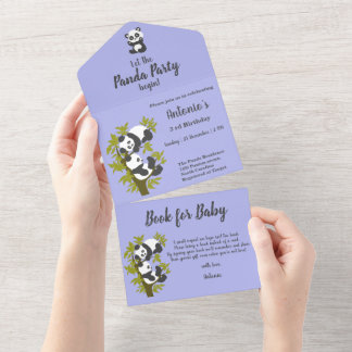 Niedlich Bear Pandas Party Boy Birthday All In One Einladung