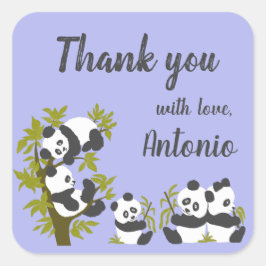 Niedlich Bear Pandas Party Boy Birthday Geschenk V Quadratischer Aufkleber