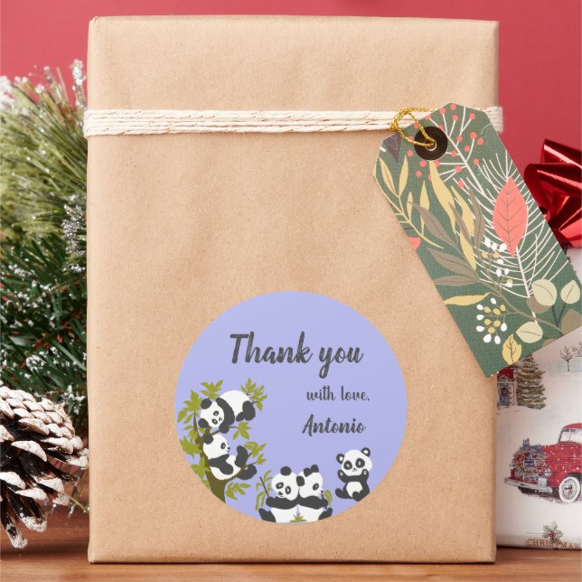 Niedlich Bear Pandas Party Boy Birthday Geschenk V Runder Aufkleber (Feiertag)