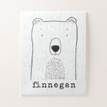 Niedlich Bear Simple Line Illustration Individuell<br><div class="desc">Dieses niedliche Rätsel weist eine skurrile Linie auf, die von einem Bären zeichne. Personalisieren Sie es mit Ihrem Namen in einer lustigen Schreibmaschinentypografie. Tolle Geschenkidee!</div>