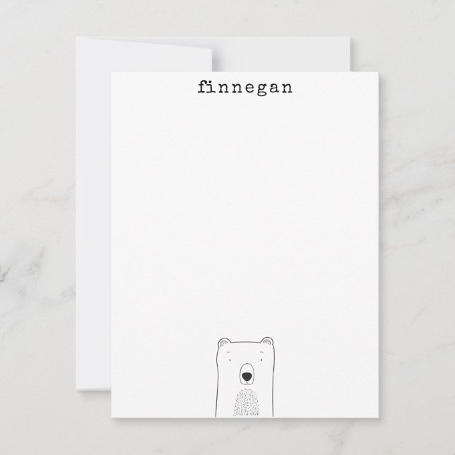 Niedlich Bear Simple Line Illustration Individuell Mitteilungskarte (Vorderseite)