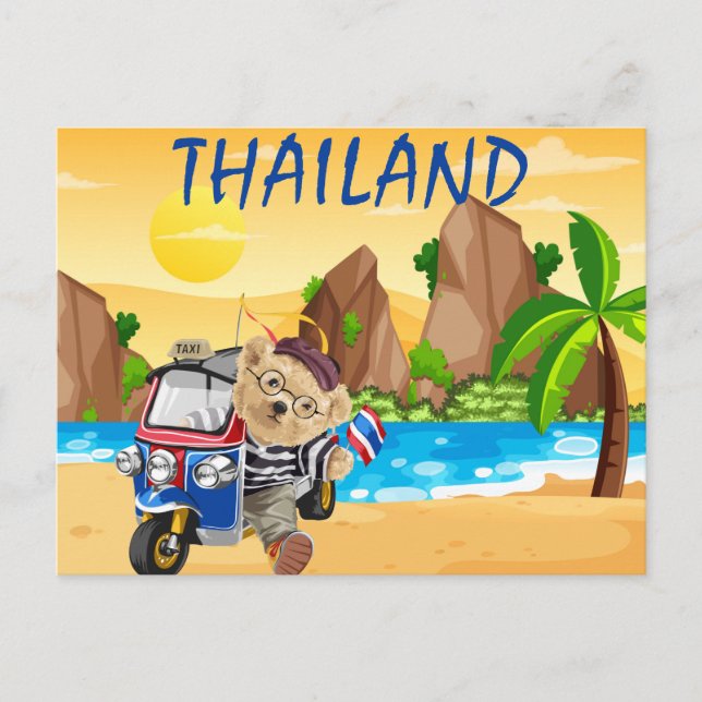 Niedlich Bear Tuk Tuk Thailand Beach Postkarte (Vorderseite)