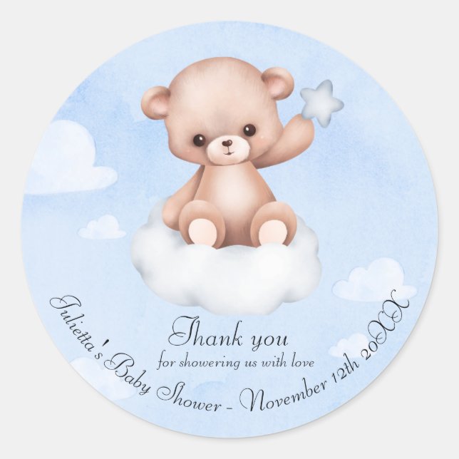 Niedlich Bearly Baby Dusche Danke Classic Runder Aufkleber (Vorderseite)