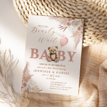 Niedlich Bearly Wait Baby Dusche Pink Boho Floral 