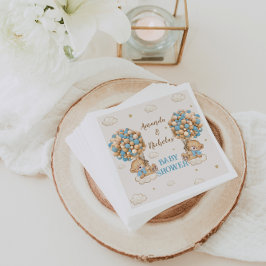 Niedlich Bears Twin Boys Dusche Blue Balloons Serviette