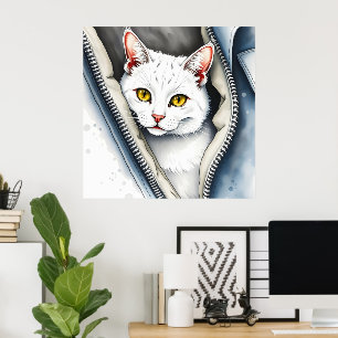 Niedlich Beautiful Modern Watercolor Cat Collectio Poster