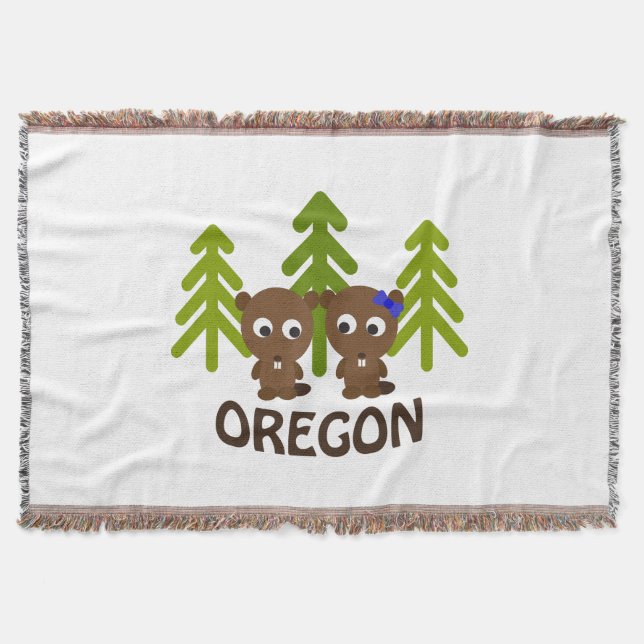 Niedlich Beaver Couple Oregon Decke (Vorderseite)