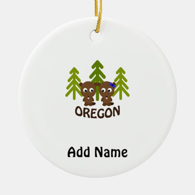 Niedlich Beaver Couple Oregon Keramikornament (Vorne)