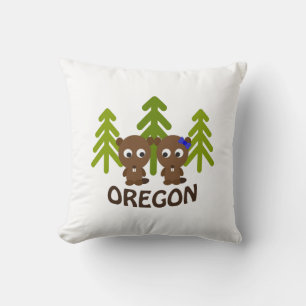 Niedlich Beaver Couple Oregon Kissen