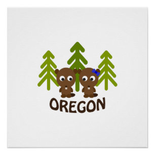 Niedlich Beaver Couple Oregon Poster