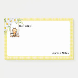 Niedlich "Bee happy" Pesonalisiert Post-it Klebezettel