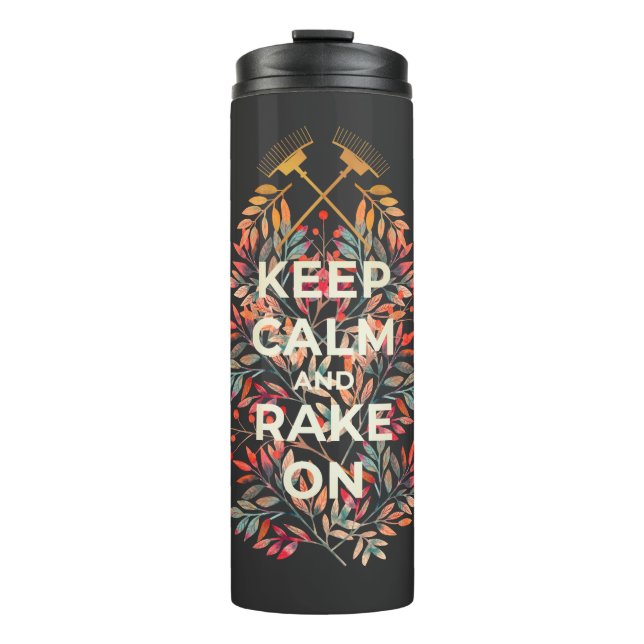 Niedlich Behalten Ruhe und Rake on Fall Thermosbecher (Vorderseite)