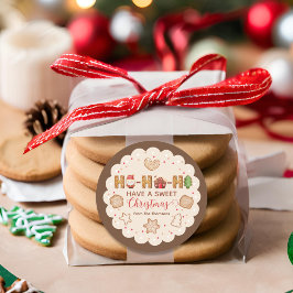 Niedlich Beige Rote Lebkuchen Weihnachten Runder Aufkleber