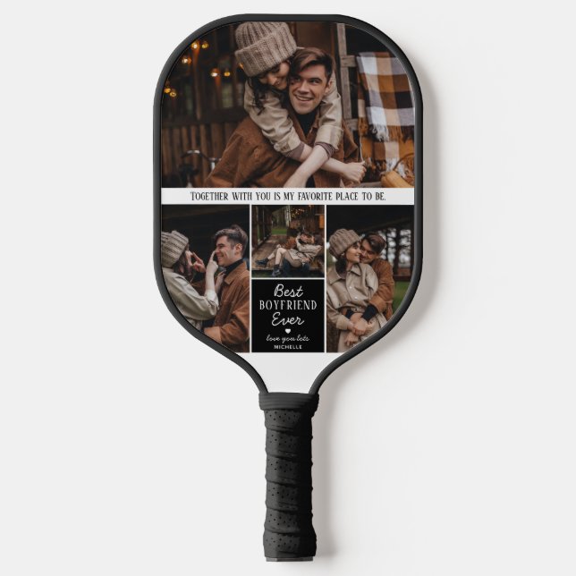 Niedlich Best 'Boyfriend' Ever 4 FotoCollage Pickleball Schläger (Vorderseite)