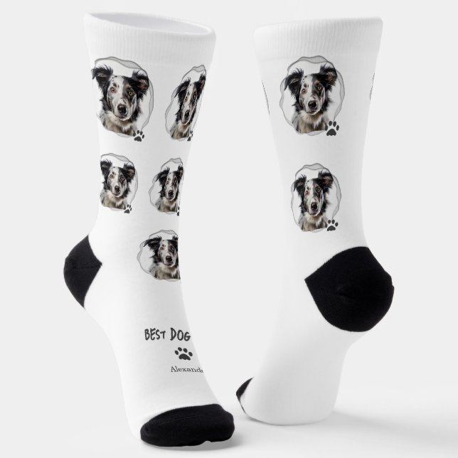 Niedlich Best Dog Vater Foto Paw Print Socken (Gewinkelt)