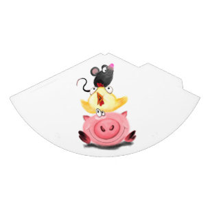 Niedlich Best Friends Piggy Chick and Mouse - Cart Partyhütchen