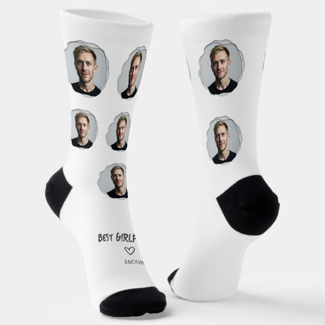 Niedlich Best Girlfriend Foto Heart Socken (Gewinkelt)