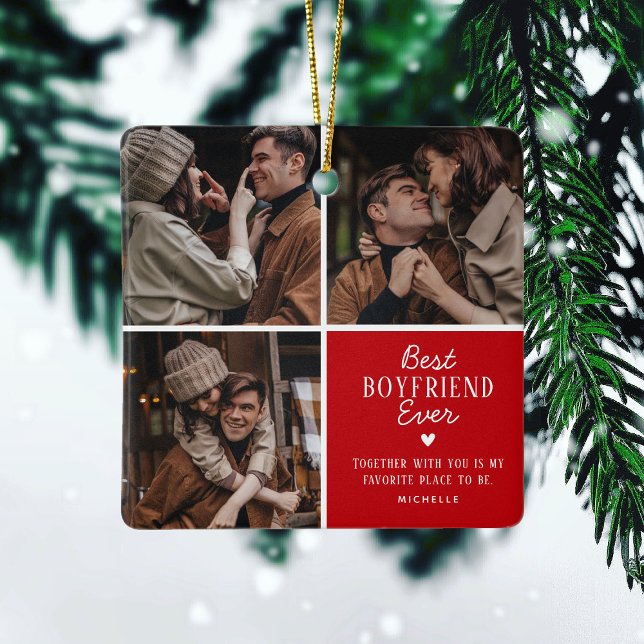 Niedlich Beste 'Boyfriend'-Version 3 FotoCollage Keramikornament (Von Creator hochgeladen)