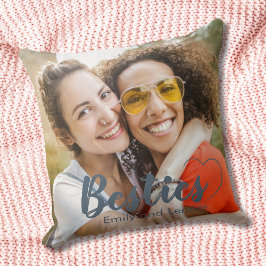 Niedlich Besties Dusty Blue Heart and Names Kissen