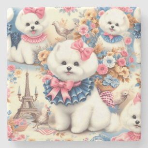 Niedlich Bichon Frisé Seamless Steinuntersetzer