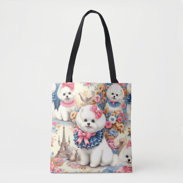 Niedlich Bichon Frisé Seamless Tasche (Vorderseite)