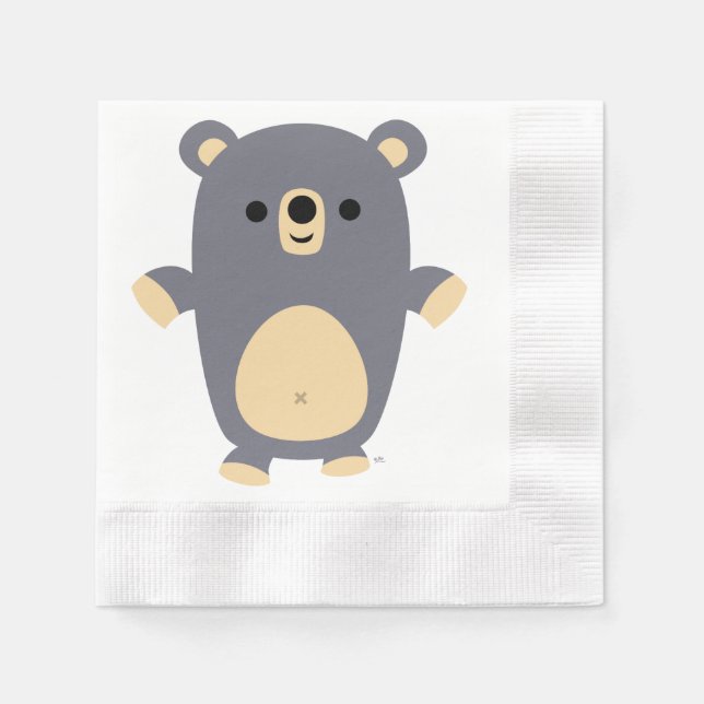 Niedlich Big Blue Cartoon Bärenpapier Napkins Serviette (Vorderseite)