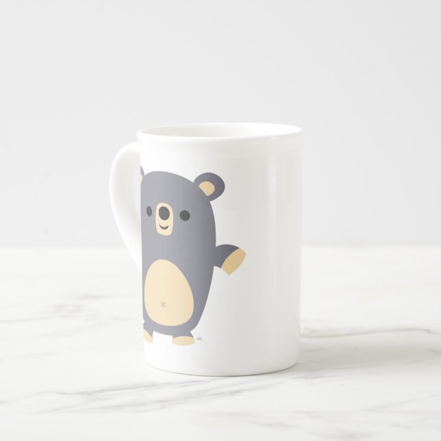 Niedlich Big Blue Cartoon Bear Bone China Tasse (Vorderseite Links)