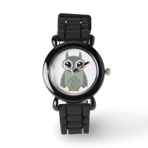Niedlich Big Eye Calico Pattern Owl Armbanduhr