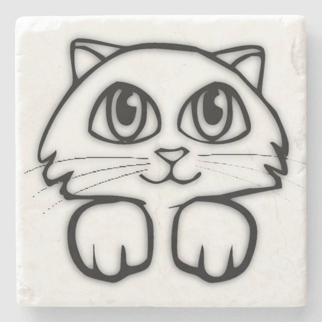 Niedlich Big Mit Augen Cat Steinuntersetzer (Vorderseite)