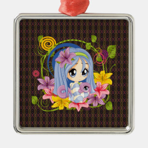 Niedlich Big Mit Augen Chibi Dragon Fairy Silbernes Ornament