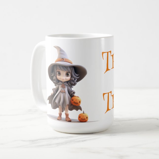 Niedlich Big Mit Augen Halloween Hexe | Trick oder Kaffeetasse (Vorderseite Links)