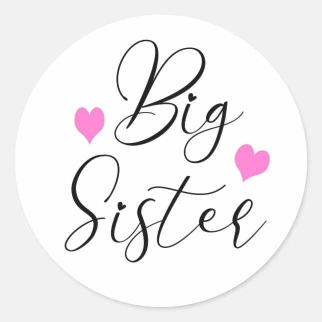 Niedlich Big Sister Runder Aufkleber (Vorderseite)
