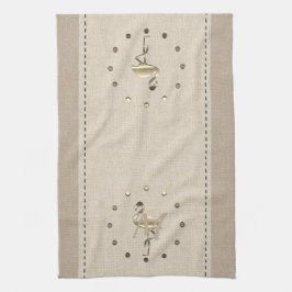 Niedlich Bio Linen Look Flamingo Geschirrtuch