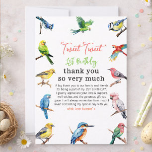 Niedlich Bird 1. Geburtstag Dankeskarte