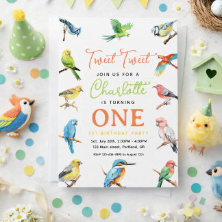 Niedlich Bird 1. Geburtstag Party Einladung