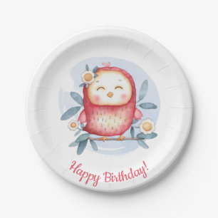 Niedlich Bird Birthday Pappteller
