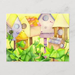 Niedlich Bird House Neue Zuhause Ankündigungspostkarte