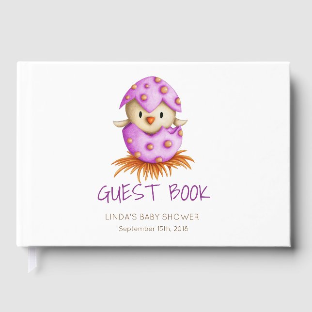 Niedlich Bird Pink Girl Babydusche Gästebuch (Vorderseite)