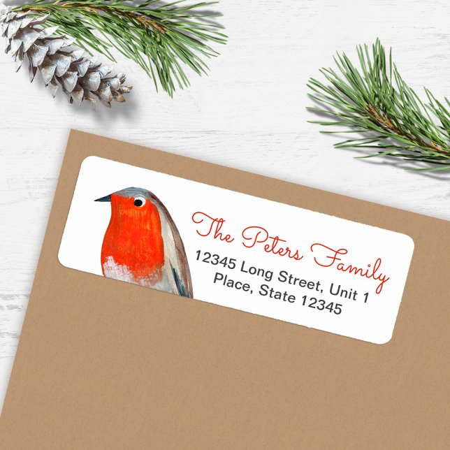 Niedlich Bird Red Robin Blue Christmas (Cute Bird Red Robin Blue Christmas Label)