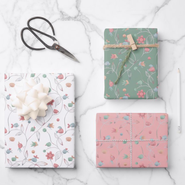 Niedlich Birdie Geschenkpapier Set (Vorderseite)