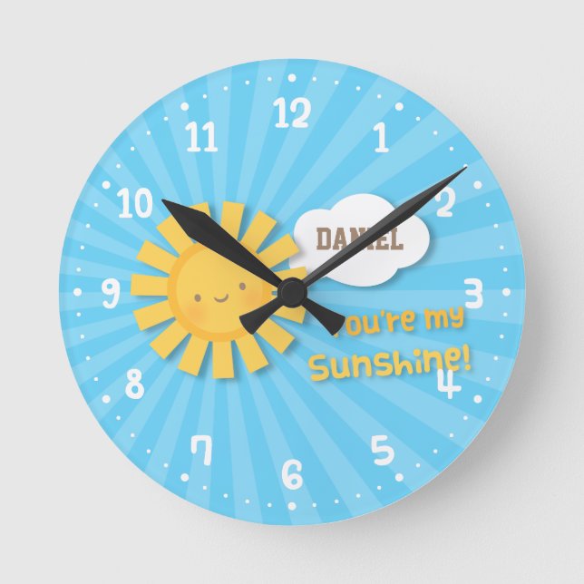 Niedlich bist du meine Sonnenschein-Kinderzimmer-D Runde Wanduhr (Vorderseite)