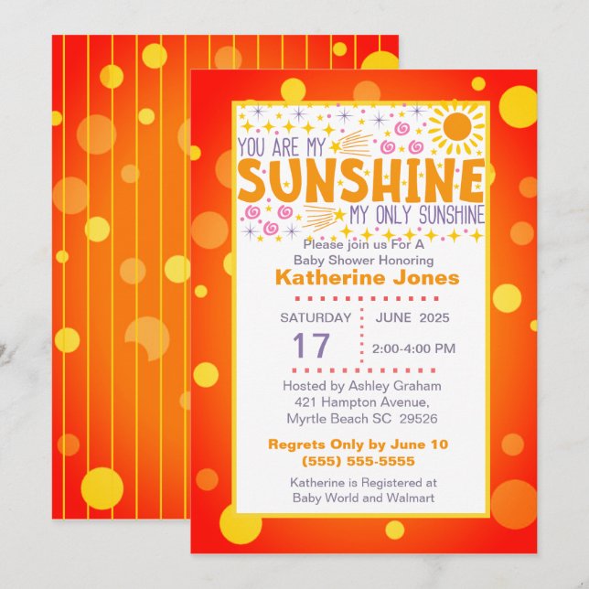 Niedlich bist du meine Sonnenschutzdusche Einladung (Vorne/Hinten)