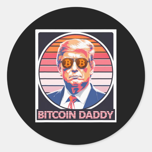 Niedlich Bitcoin Daddy Trump Crypto King Internet  Runder Aufkleber (Vorderseite)