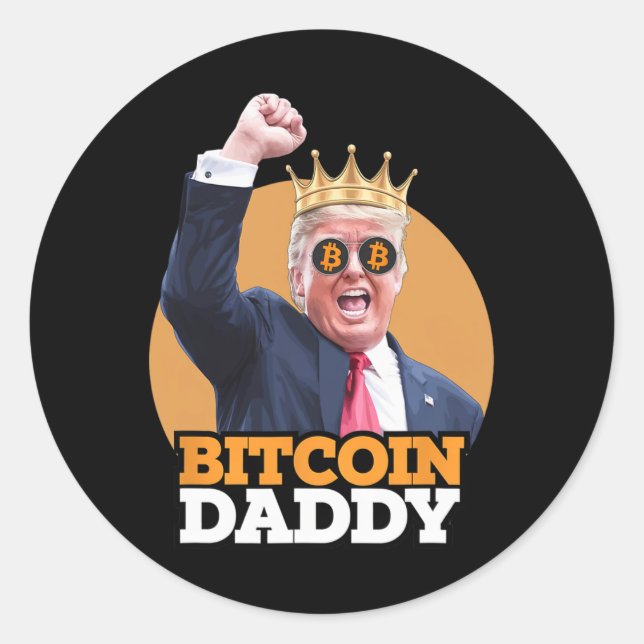 Niedlich Bitcoin Daddy Trump Crypto King Money Evo Runder Aufkleber (Vorderseite)