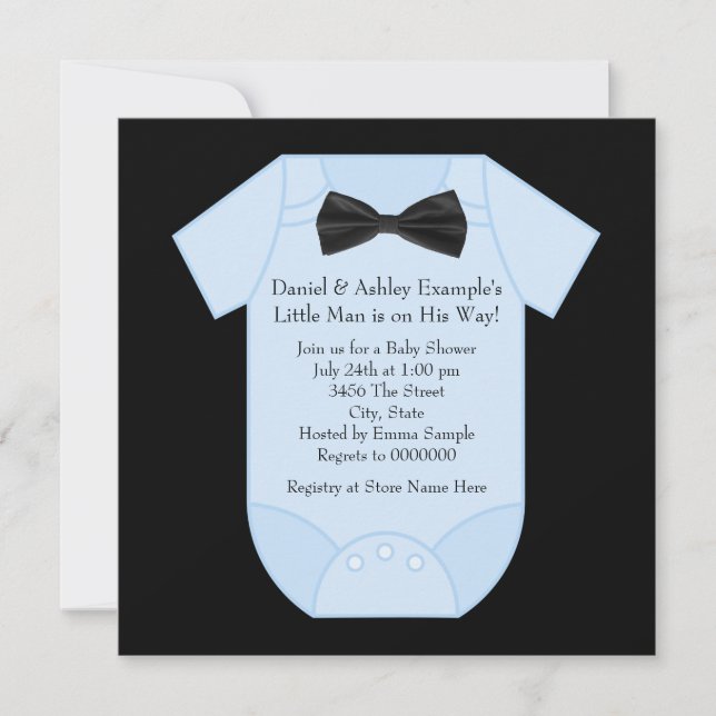 Niedlich Black and Blue Baby Boy Dusche Einladung (Vorderseite)