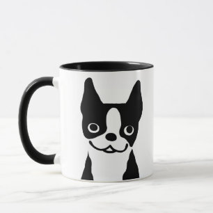 Niedlich Black and White Boston Terrier Cartoon Do Tasse