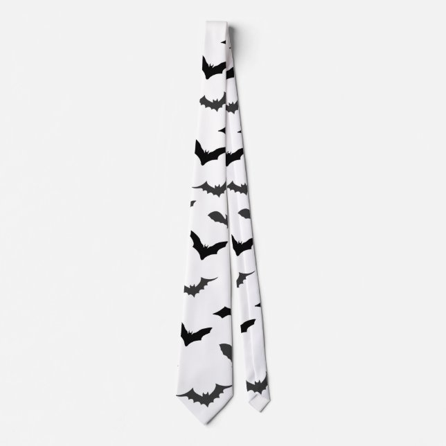 Niedlich Black Bats Patterns Halloween Krawatte (Vorderseite)