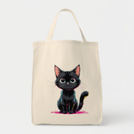 Niedlich Black Cat Anime Illustration Spielerische Tragetasche