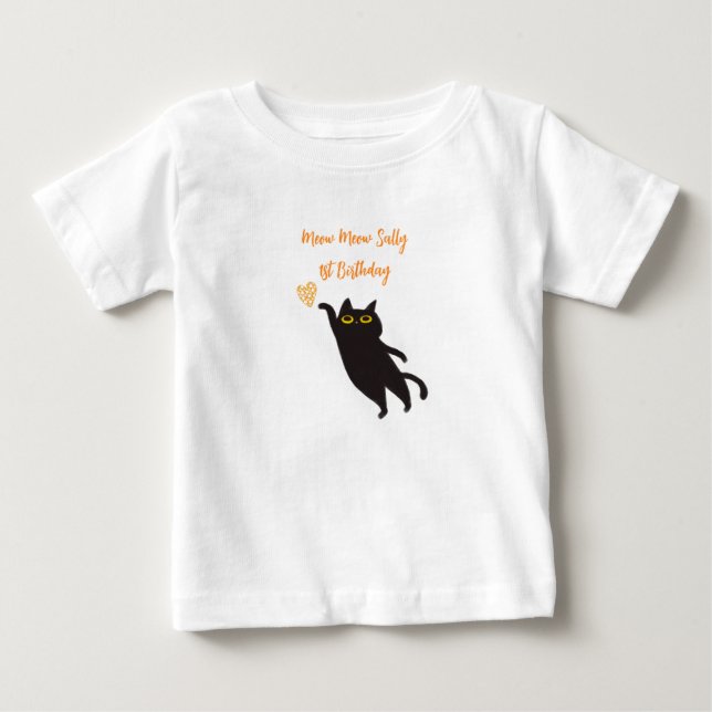 Niedlich Black Cat Baby T - Shirt (Vorderseite)